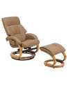 Recliner Chair with Footstool Faux Leather Beige FORCE_718212