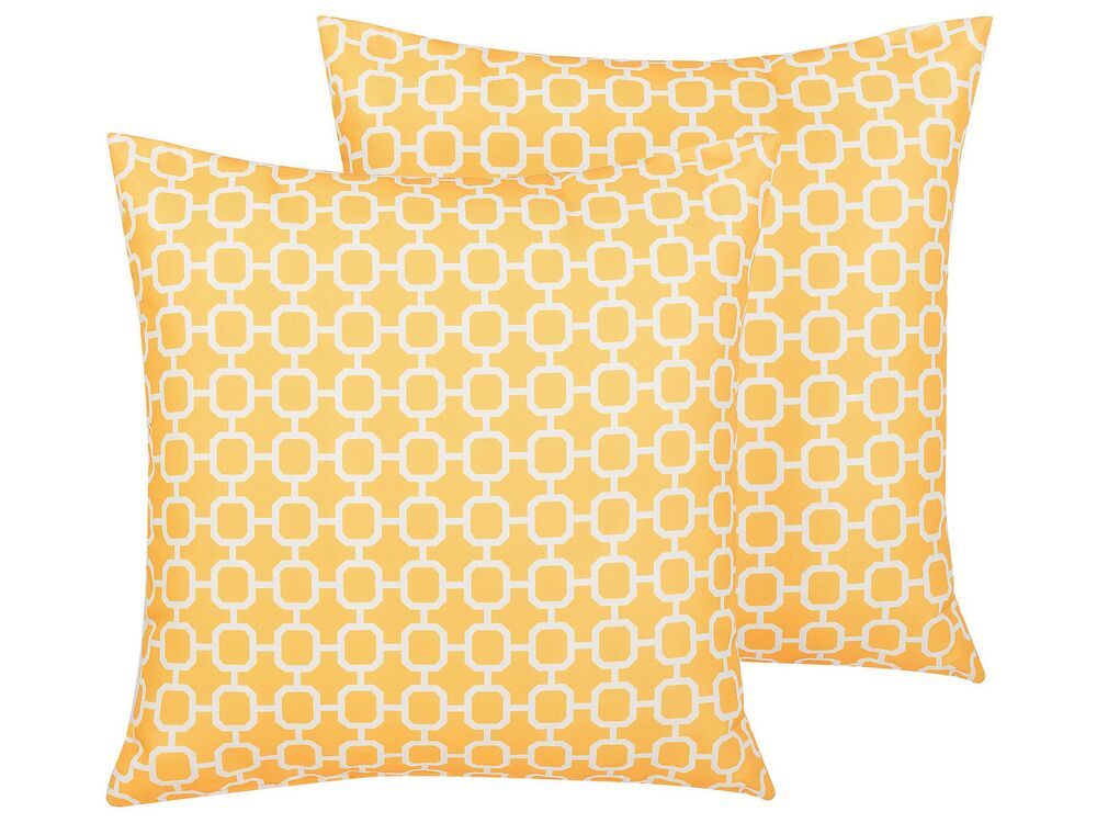 Set of 2 Outdoor Cushions ASTAKOS Geometric Pattern 40 x 40 cm Yellow