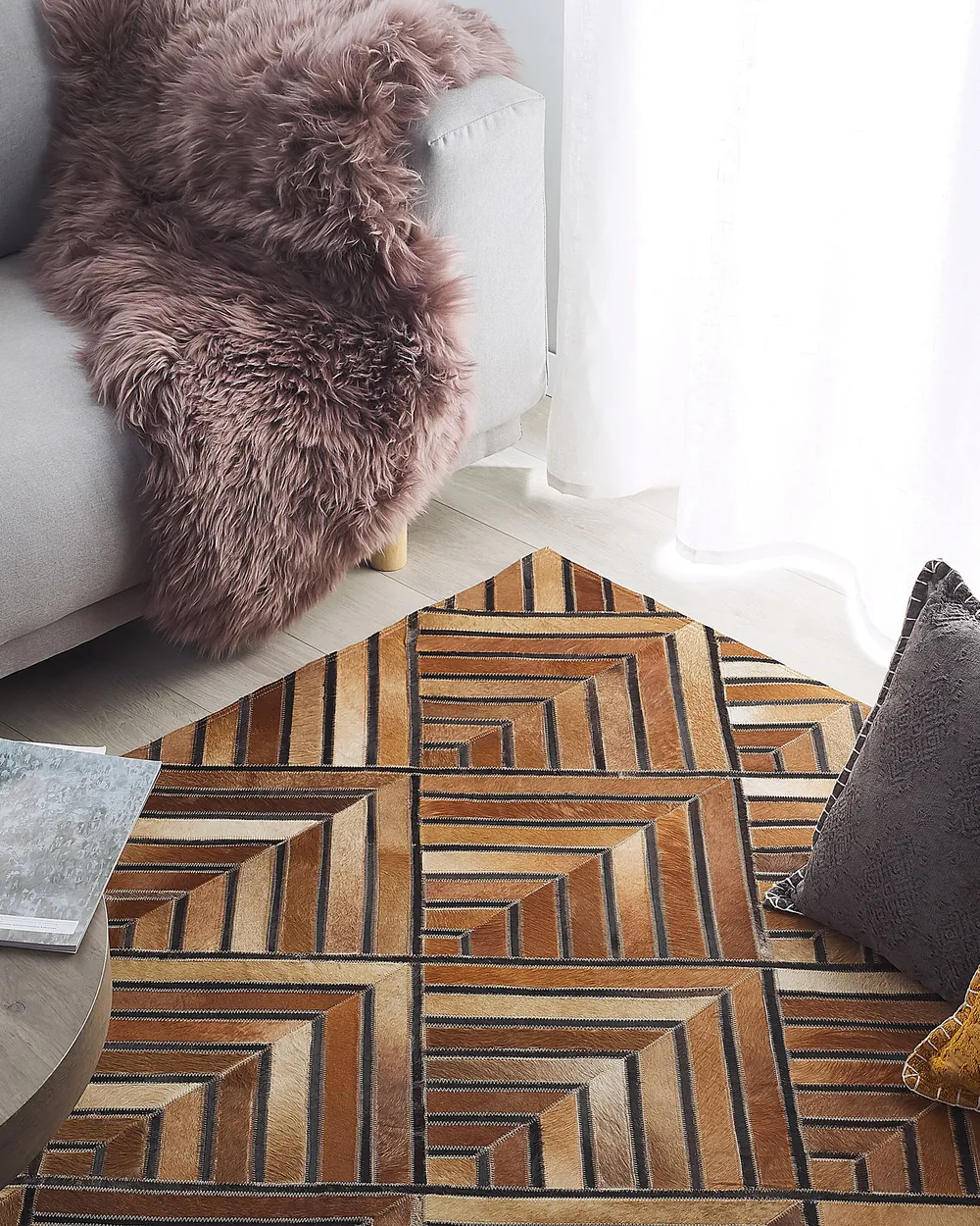 Covor din piele maro TEKIR Diverse dimensiuni