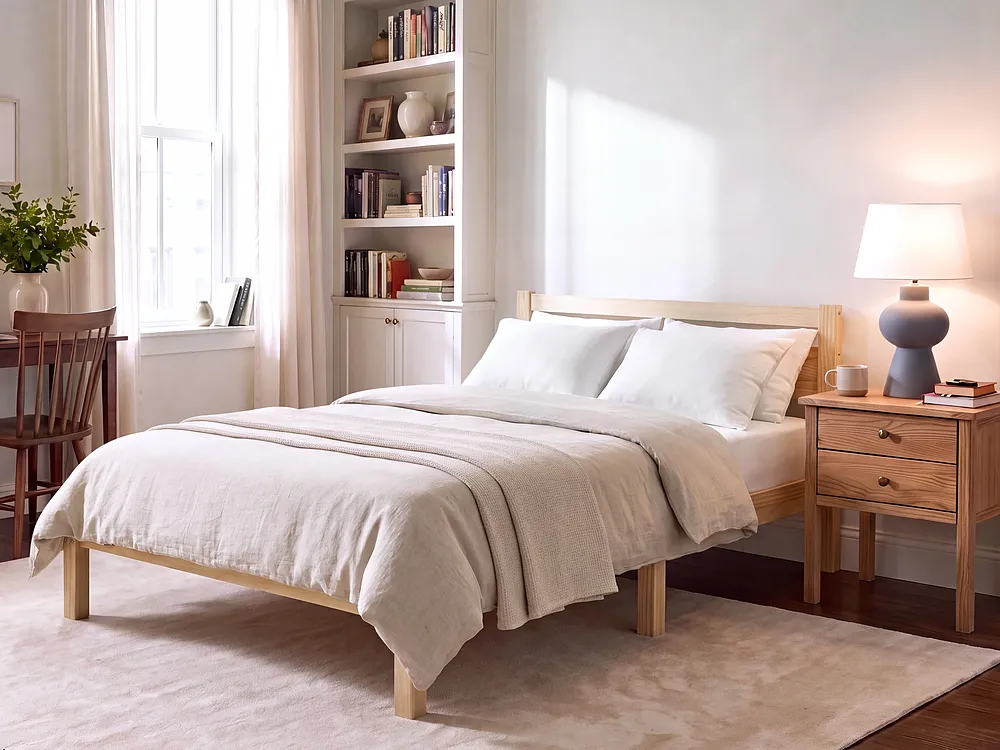 Bett mit Lattenrost Kiefernholz MERCURER 120 x 200 cm Hellbraun_1156848