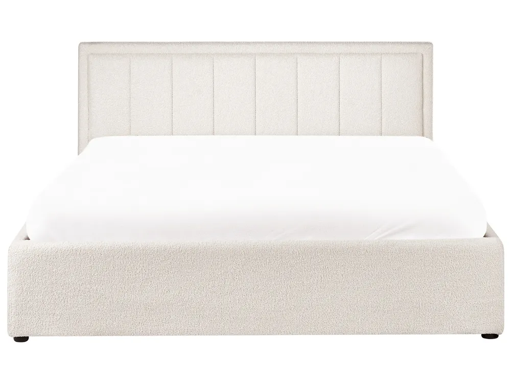 Bett mit Stauraum MONTLAUR Bouclé Weiß 160 x 200 cm_958489