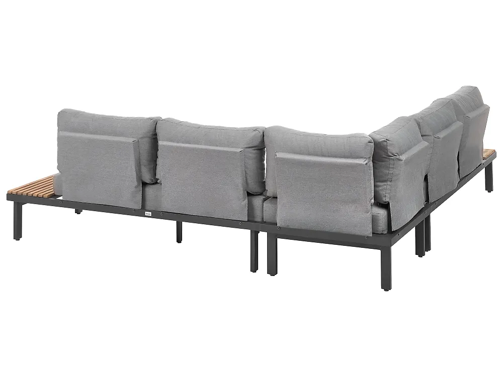 Garden Corner Sofa with Table 5 Seater FIVIZZANO Acacia Wood Dark Grey_1158793