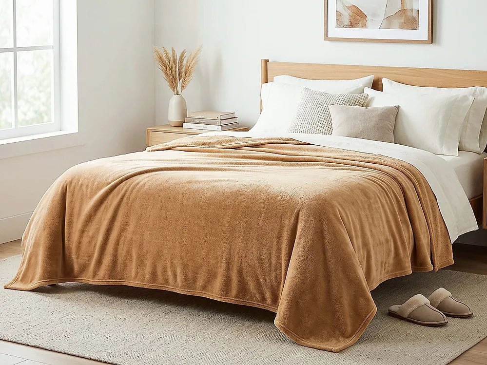 Blanket BAYBURT 200 x 220 cm Beige_1179125