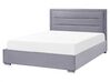 Sametová postel s úložným prostorem 160 x 200 cm tmavě šedá ROUEN_843807