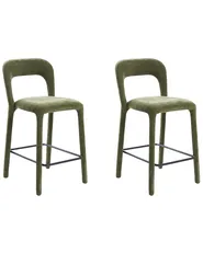 Set of 2 Bar Chairs LAKEVILLE Chenille Green_1116954