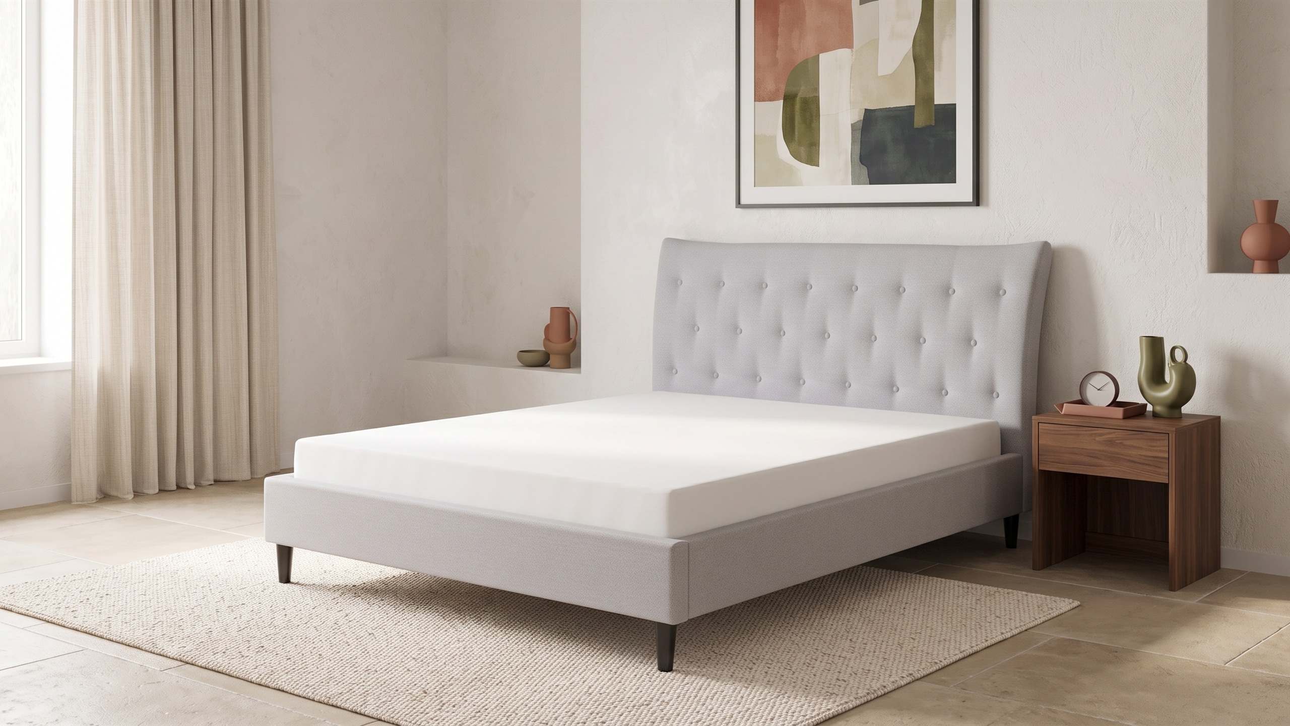 Bett mit Lattenrost Stoff SAVERNE 160 x 200 cm Hellgrau_1182308