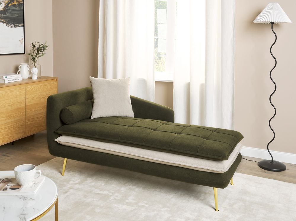 Left-Hand Chaise Longue GONESSE Fabric Green