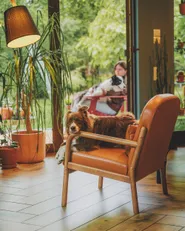 Fauteuil SELDE Cuir Marron doré_1179195