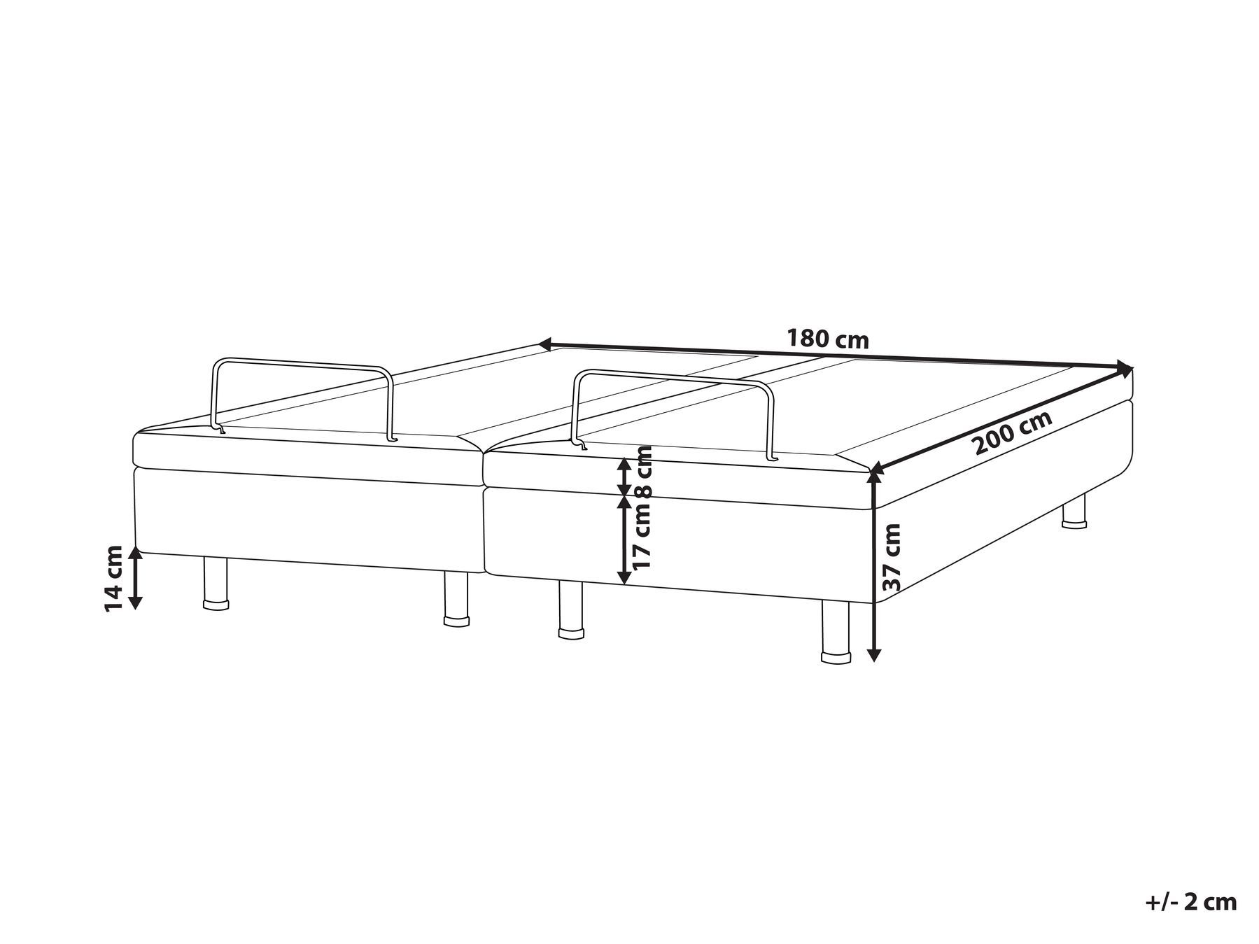 Adjustable Bed without Headboard Fabric DUKE II 180 x 200 cm (EU Super King) Light Grey_973642