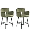 Conjunto de 2 sillas de bar SANILAC Terciopelo Verde oliva