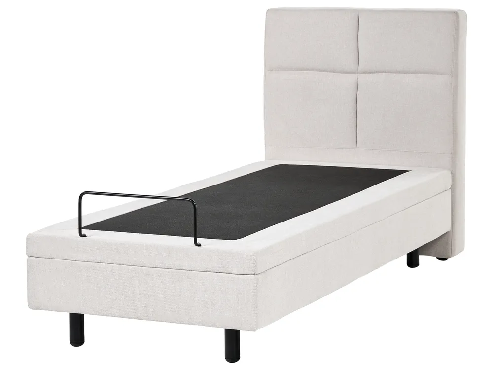 Bett verstellbar Stoff VICEROY 80 x 200 cm Hellbeige_1044465