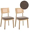 Set of 2 Dining Chairs EMBAR Wood Light Brown/ Taupe