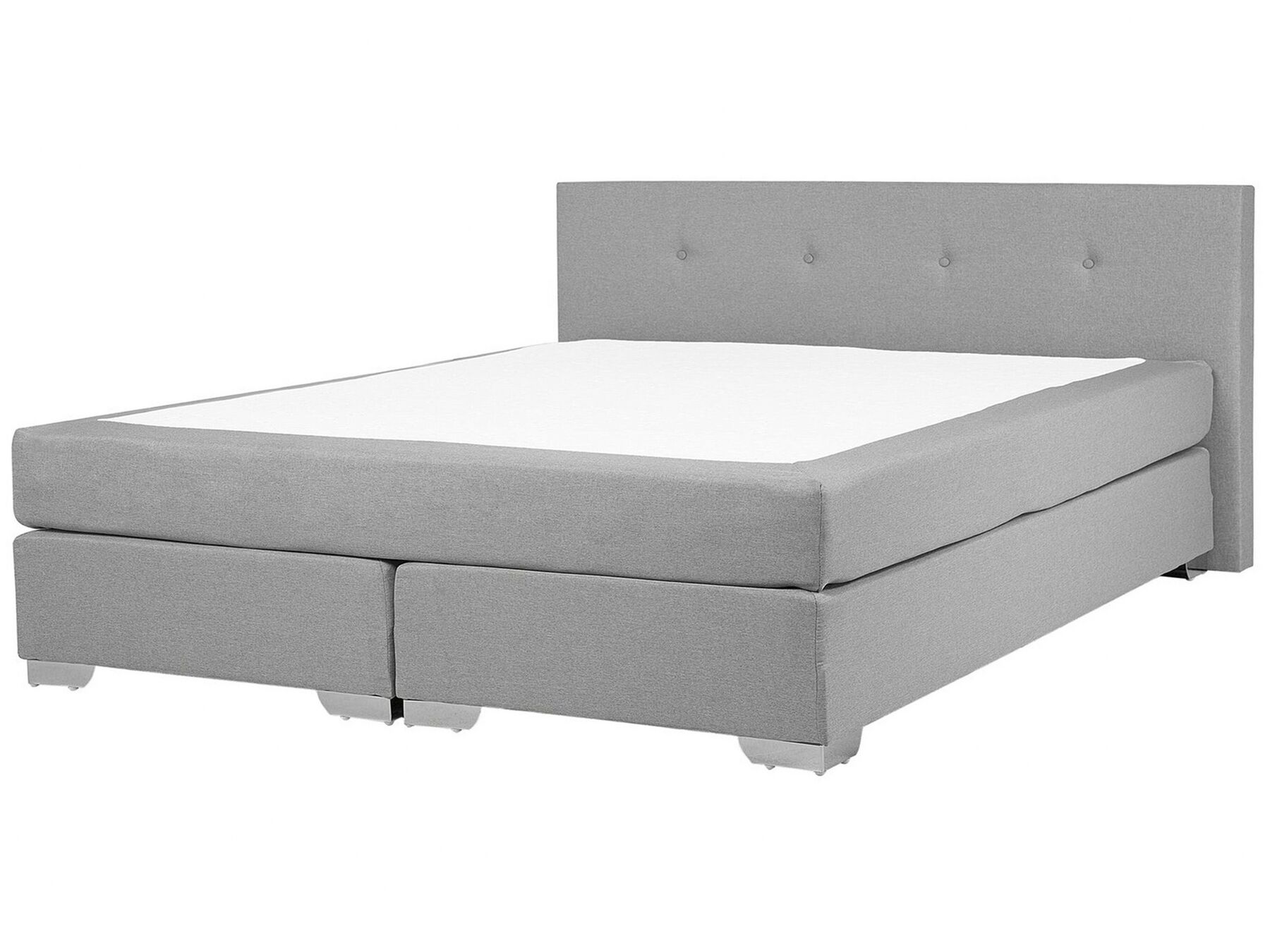 Világosszürke kárpitozott boxspring franciaágy 180 x 200 cm CONSUL_718321