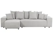 Corner Sofa Bed 3 Seater LUSPA with Storage Fabric Light Grey Right Hand_901005