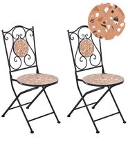 Set de 2 scaune de grădină ADRANO Pliabil Metal efect terrazzo Portocaliu_1021726