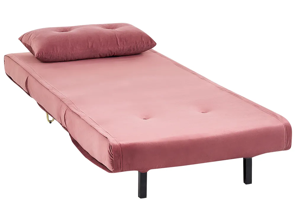 Single Sofa Bed VESTFOLD Velvet Pink_850976