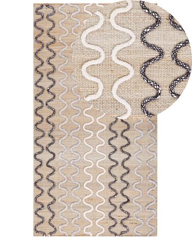 Teppich Jute beige 80 x 150 cm geometrisches Muster Kurzflor SOGUT