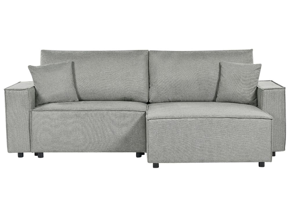 Canapé-lit d'angle KARILA avec rangement Tissu Gris Côté gauche