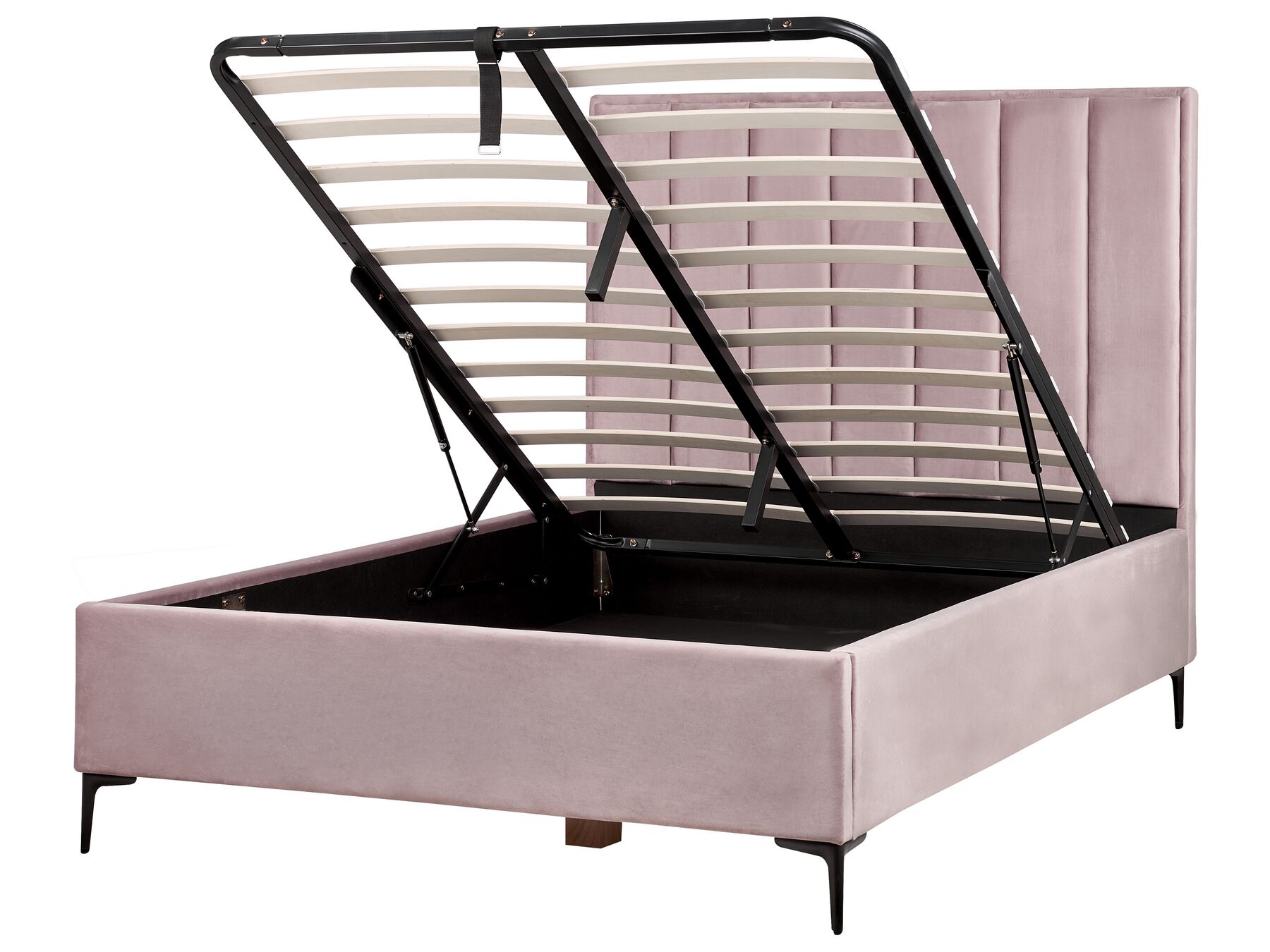 Zamatová posteľ s úložným priestorom 140 x 200 cm ružová SEZANNE_916717