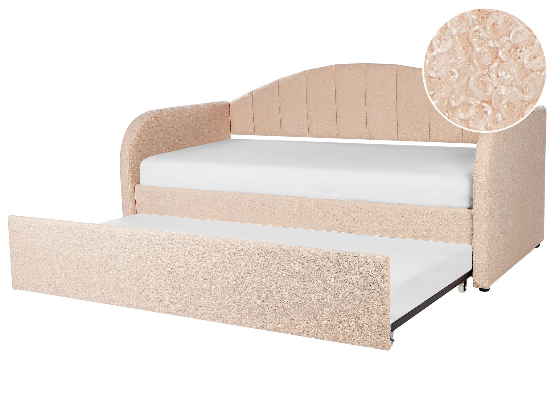 Rozkladacia posteľ s buklé čalúnením 90 x 200 cm broskyňová EYBURIE_907131