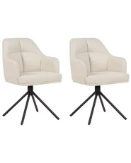 Set of 2 Dining Chairs Swivel MIRA Fabric Beige_945308