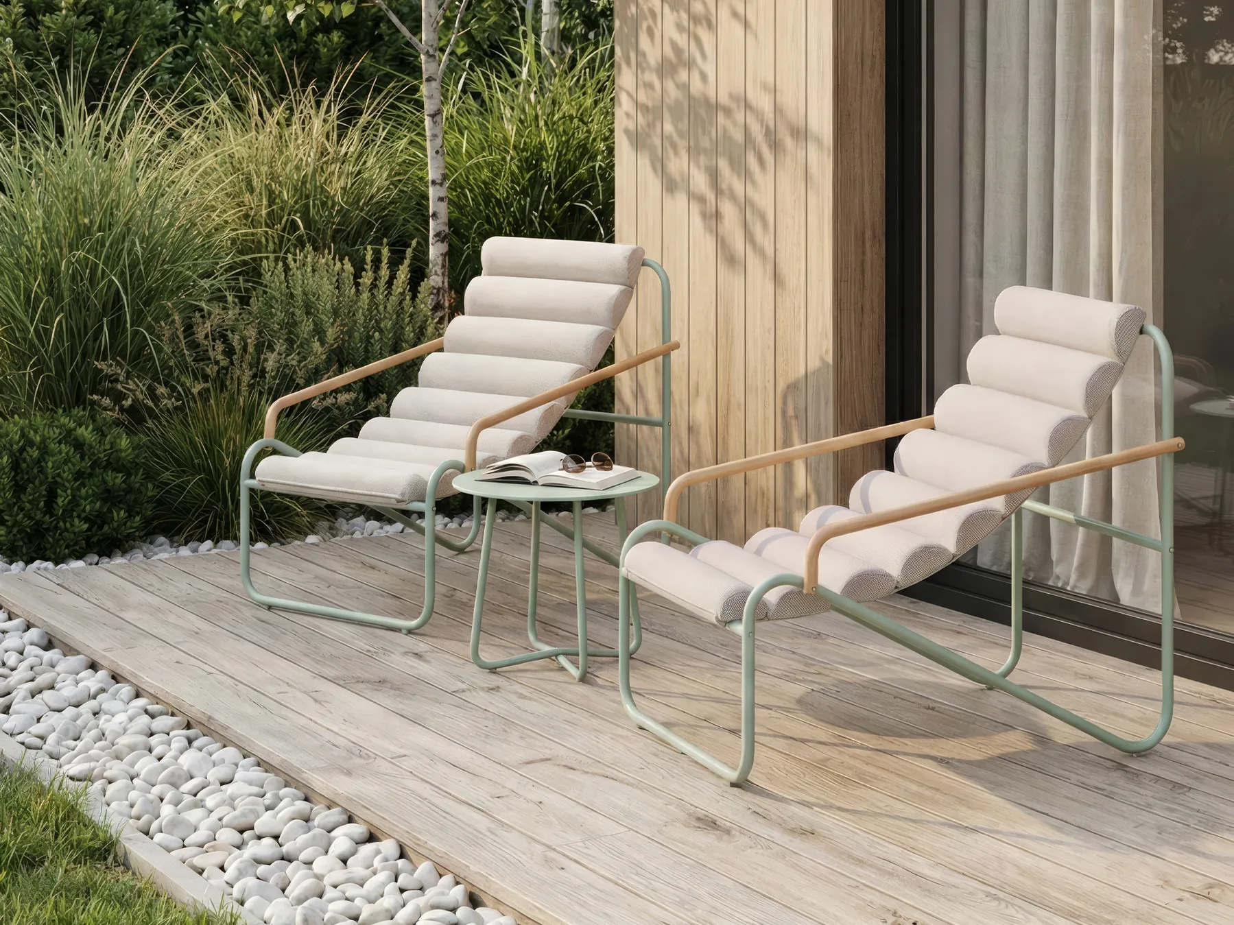 Zestaw ogrodowy ze stolikiem dla 2 osób PASTO Metal Miętowy_1057502