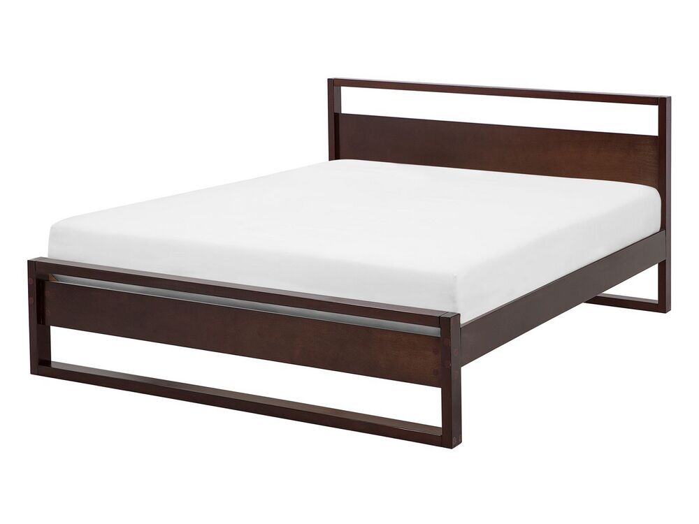 Lit avec sommier Bois de pin GIULIA 140 x 200 cm Marron foncé