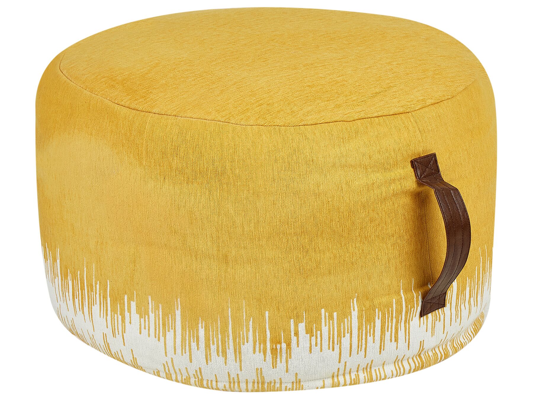 Cotton Pouffe 50 x 30 cm Yellow and White KAWAI_903779