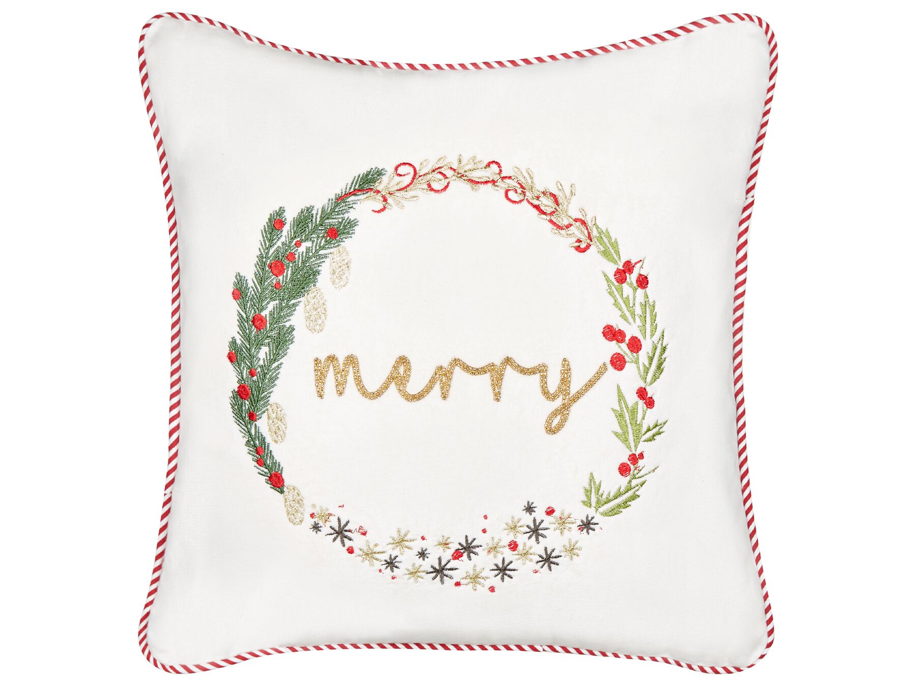 Coussin en velours blanc à motif de Noël 45 x 45 cm EUCHARIS_887691