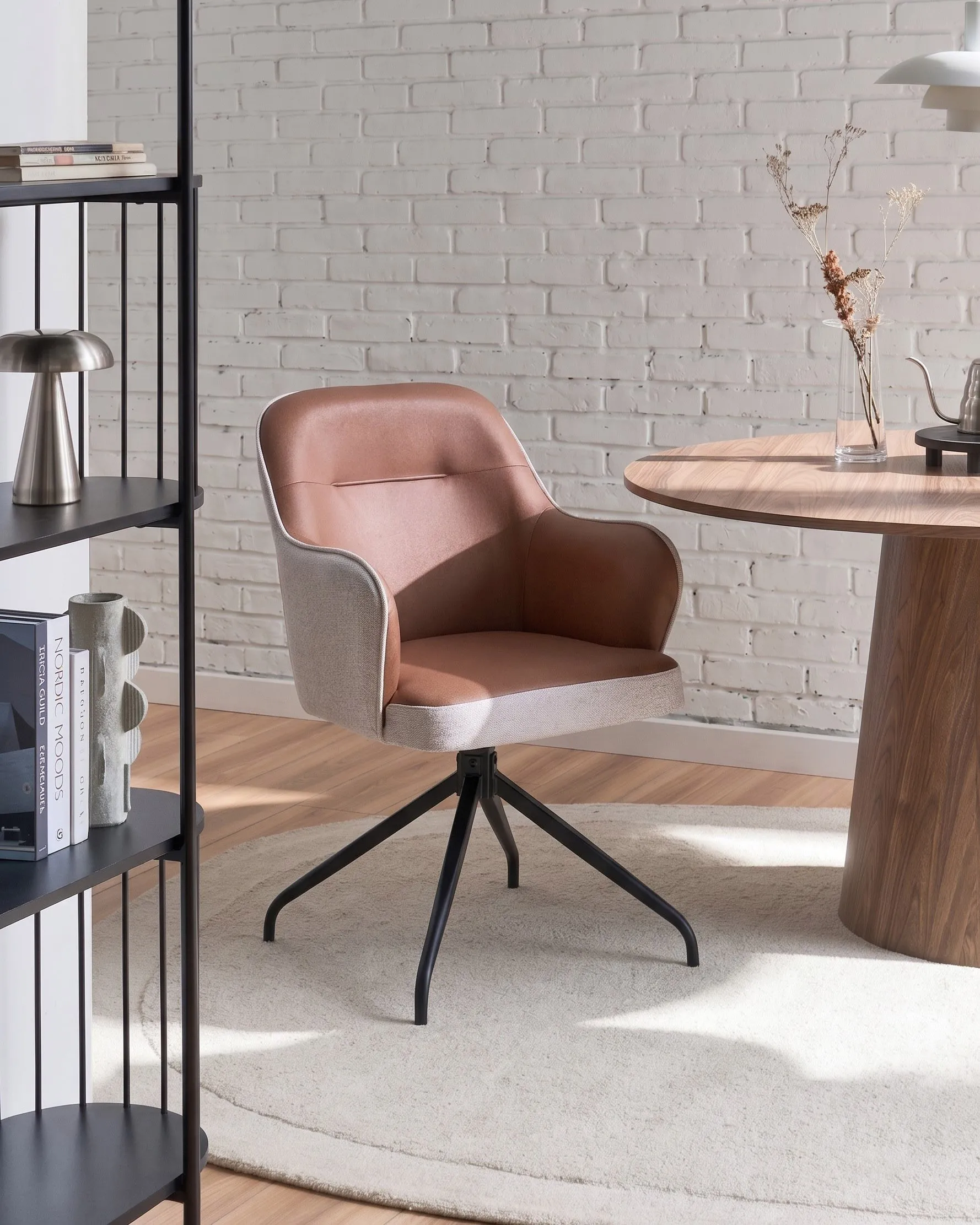 Dining Chair Swivel STOWE Fabric Brown_1078286
