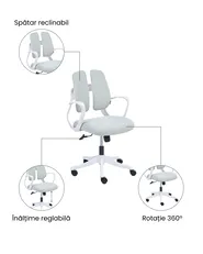 Scaun ergonomic ORIVO Gri deschis_1071026