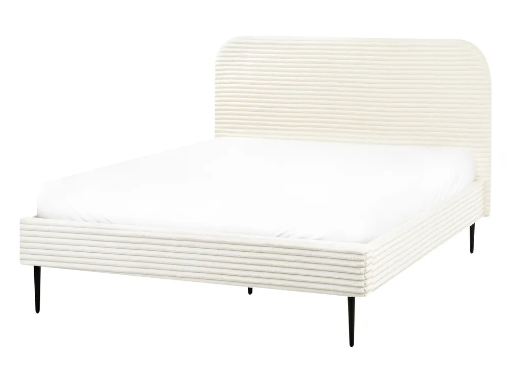 Bed Corduroy FLAYAT 140 x 200 cm (EU Double) Off-White_967642