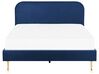 Łóżko welurowe 160 x 200 cm niebieskie FLAYAT_834192