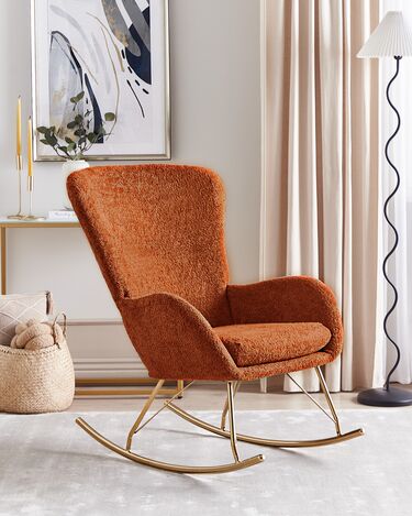 Boucle Rocking Chair Orange ANASET