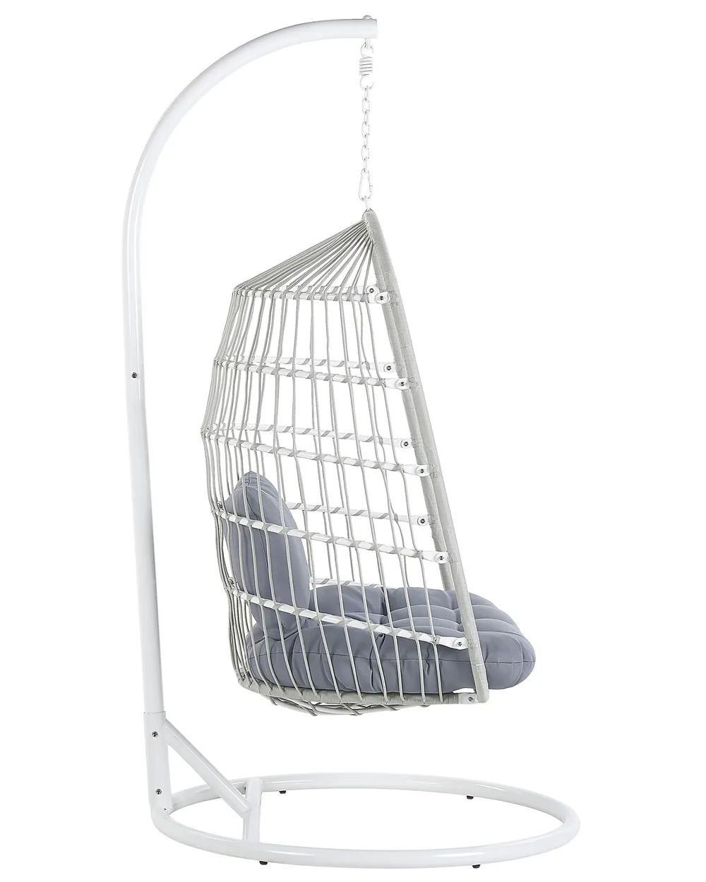 Hanging Chair with Stand ALLERA Metal White_815259