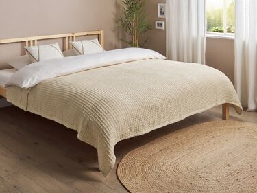 Cotton Bedspread 200 x 220 cm Beige CHAGYL