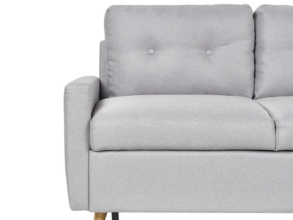 Corner Sofa Bed 4 Seater FLAKK with Storage Fabric Light Grey Left Hand_989378