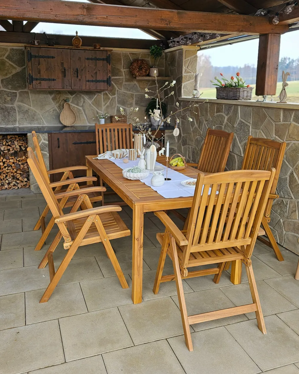 Set da pranzo da giardino 8 posti OMBRIANO Legno di acacia certificato Marrone chiaro_975342