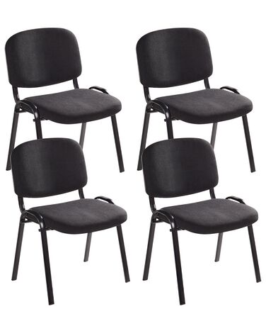Set of 4 Fabric Conference Chairs Black CENTRALIA