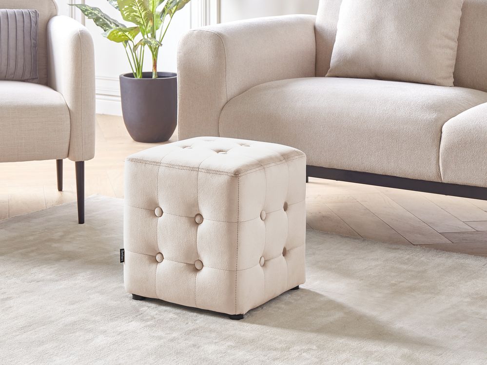 Pouffe WISCONSIN Velvet Light Beige