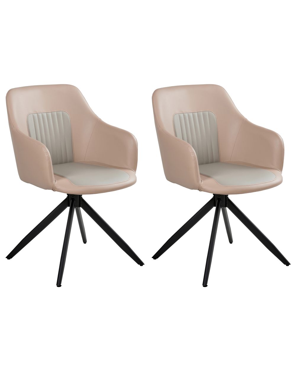 Esszimmerstuhl 2er Set drehbar LIKELY Kunstleder Sandbeige