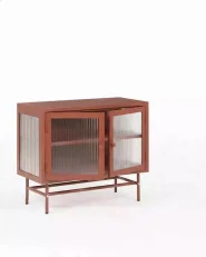 Glass Display Sideboard DEVON 77 cm Metal Golden Brown_1148773