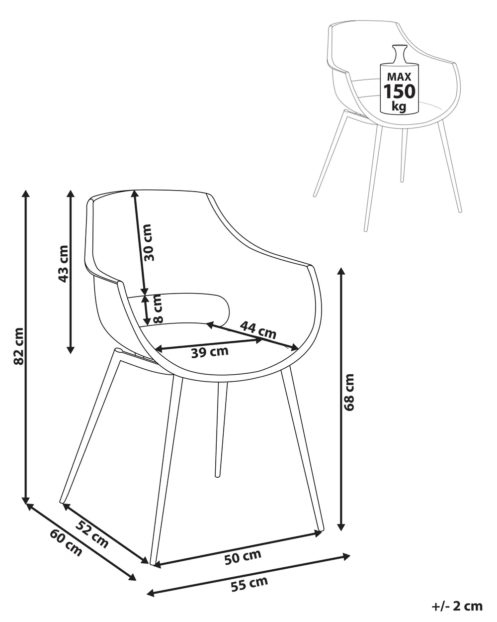 Set di 4 sedie da pranzo MILLERS Nero_948960