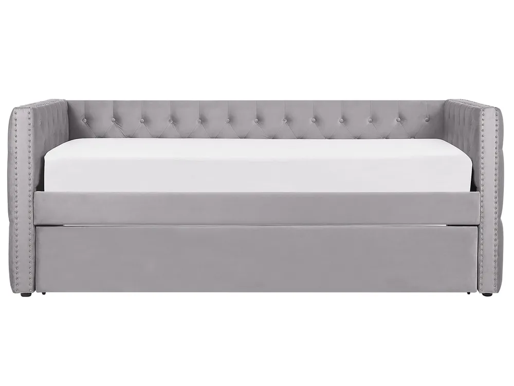 Trundle Bed Velvet GASSIN 90 x 200 cm (EU Single) Grey_779258