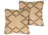 Set of 2 Decorative Cushions GOPI 45 x 45 cm Jute Beige Geometric Pattern