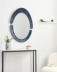 Wall Mirror MASSAY 53 cm 90 cm Velvet Dark Blue_946217