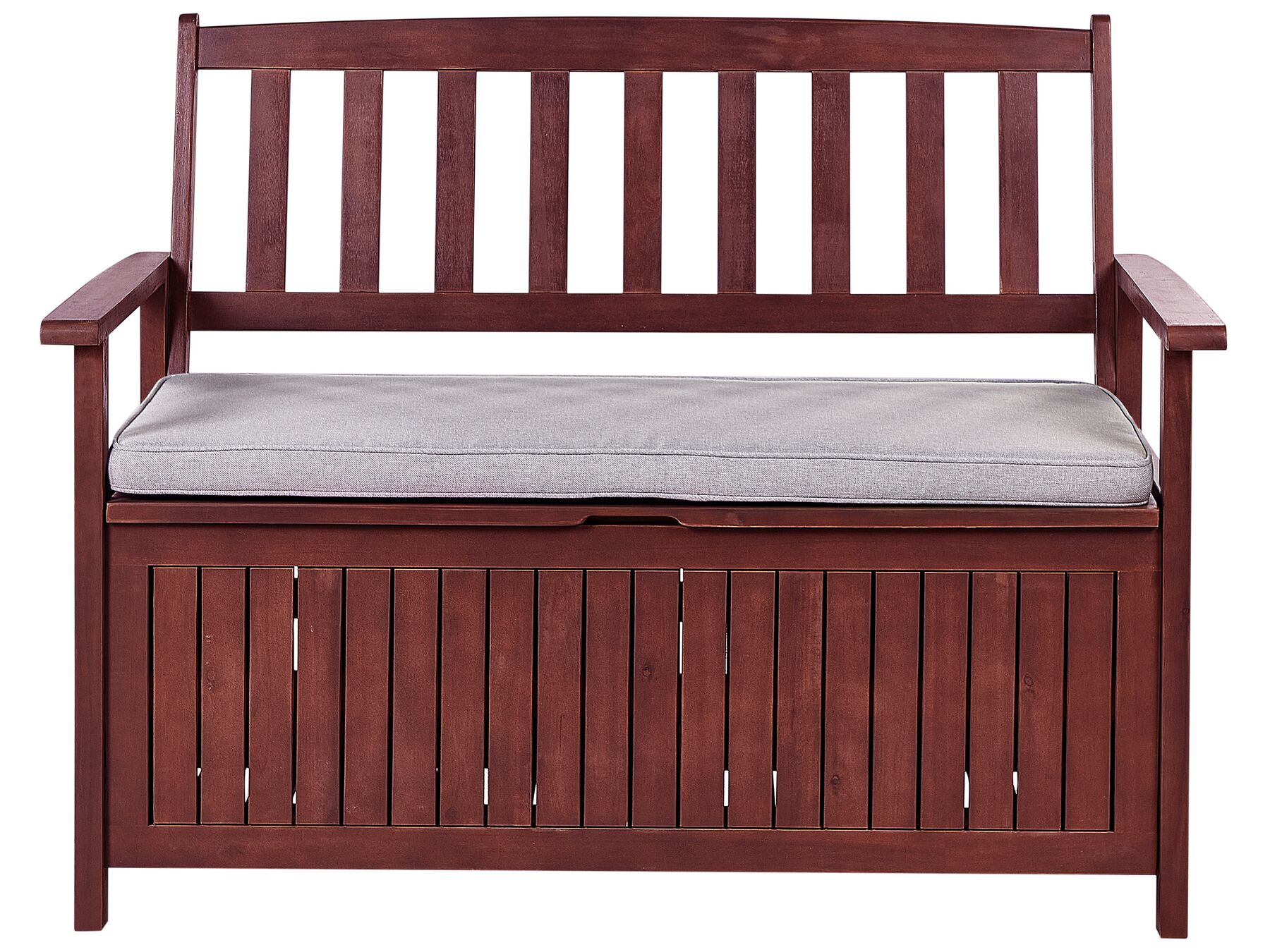 Acacia Wood Garden Bench with Storage 120 cm Mahogany Brown with Grey Cushion SOVANA_884041