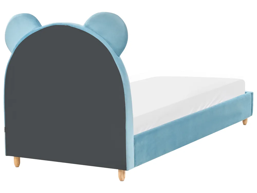Kids Bed Teddy Bear Velvet MAILLES 90 x 200 cm (EU Single) Blue_984278