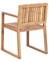 Set of 8 Certified Acacia Wood Garden Dining Chairs with Off-White Cushions SASSARI II_923960
