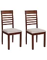 Set of 2 Dining Chairs ORTLEY Wood Dark Brown/ Taupe